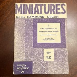 MINATURES for the Hammond Organ Vol 1 Song Book Music 1958 Arthur Wildman